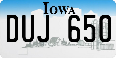 IA license plate DUJ650