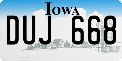 IA license plate DUJ668