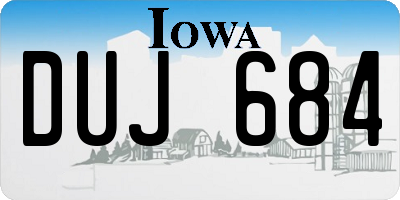 IA license plate DUJ684