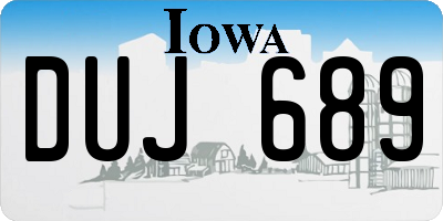 IA license plate DUJ689