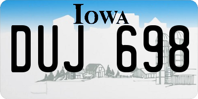 IA license plate DUJ698