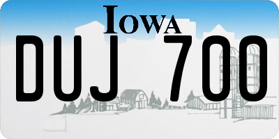 IA license plate DUJ700