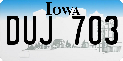 IA license plate DUJ703