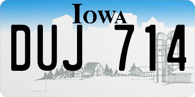 IA license plate DUJ714