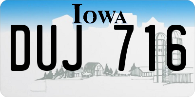 IA license plate DUJ716