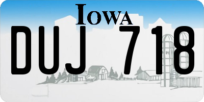 IA license plate DUJ718