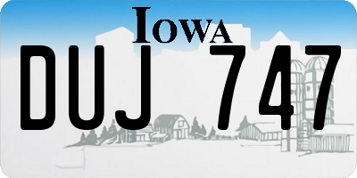 IA license plate DUJ747