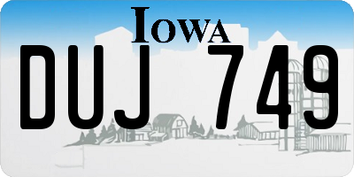 IA license plate DUJ749
