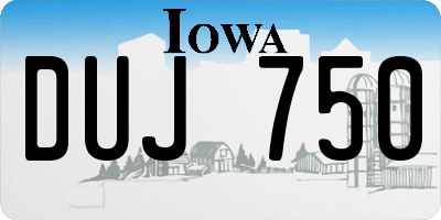 IA license plate DUJ750