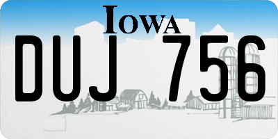 IA license plate DUJ756
