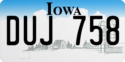 IA license plate DUJ758