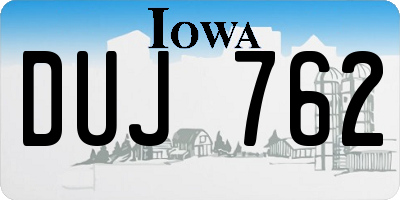 IA license plate DUJ762