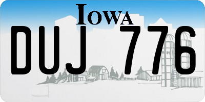 IA license plate DUJ776