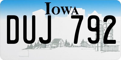 IA license plate DUJ792