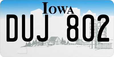IA license plate DUJ802