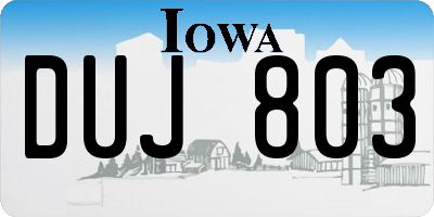 IA license plate DUJ803