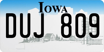 IA license plate DUJ809