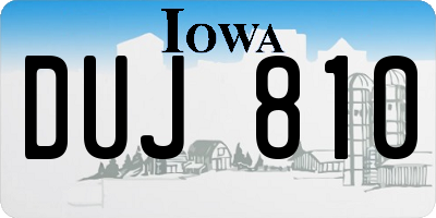 IA license plate DUJ810