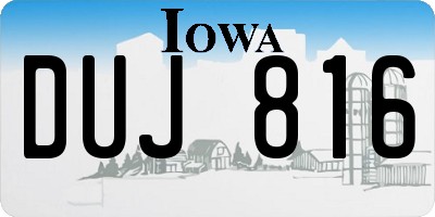 IA license plate DUJ816