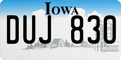 IA license plate DUJ830