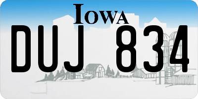 IA license plate DUJ834