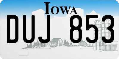 IA license plate DUJ853
