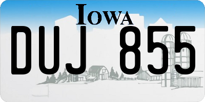 IA license plate DUJ855