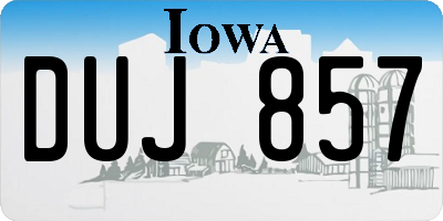 IA license plate DUJ857