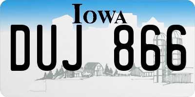 IA license plate DUJ866