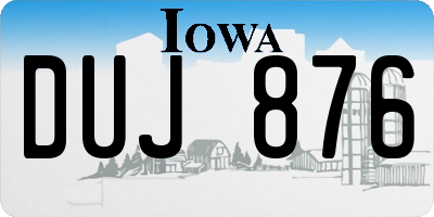 IA license plate DUJ876