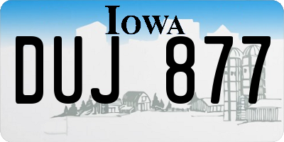 IA license plate DUJ877