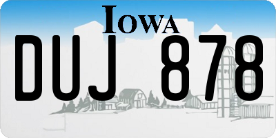 IA license plate DUJ878
