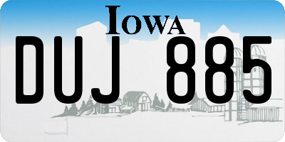 IA license plate DUJ885