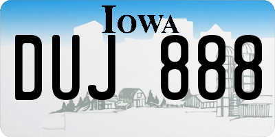 IA license plate DUJ888