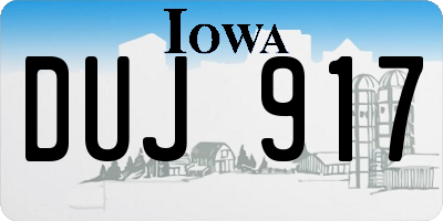 IA license plate DUJ917