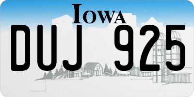 IA license plate DUJ925