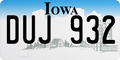 IA license plate DUJ932
