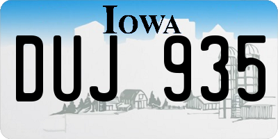 IA license plate DUJ935