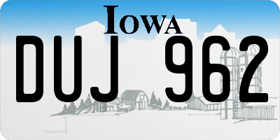 IA license plate DUJ962