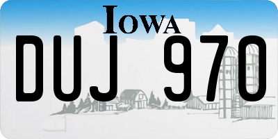 IA license plate DUJ970