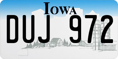 IA license plate DUJ972