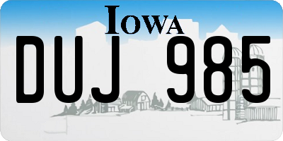 IA license plate DUJ985