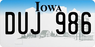 IA license plate DUJ986