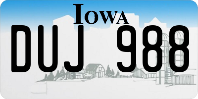 IA license plate DUJ988