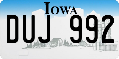 IA license plate DUJ992