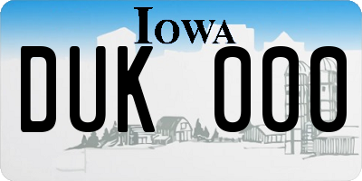 IA license plate DUK000