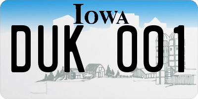 IA license plate DUK001