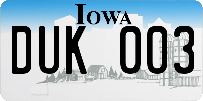 IA license plate DUK003