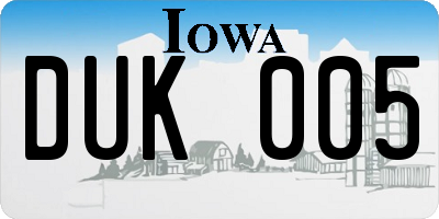 IA license plate DUK005