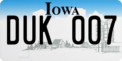 IA license plate DUK007